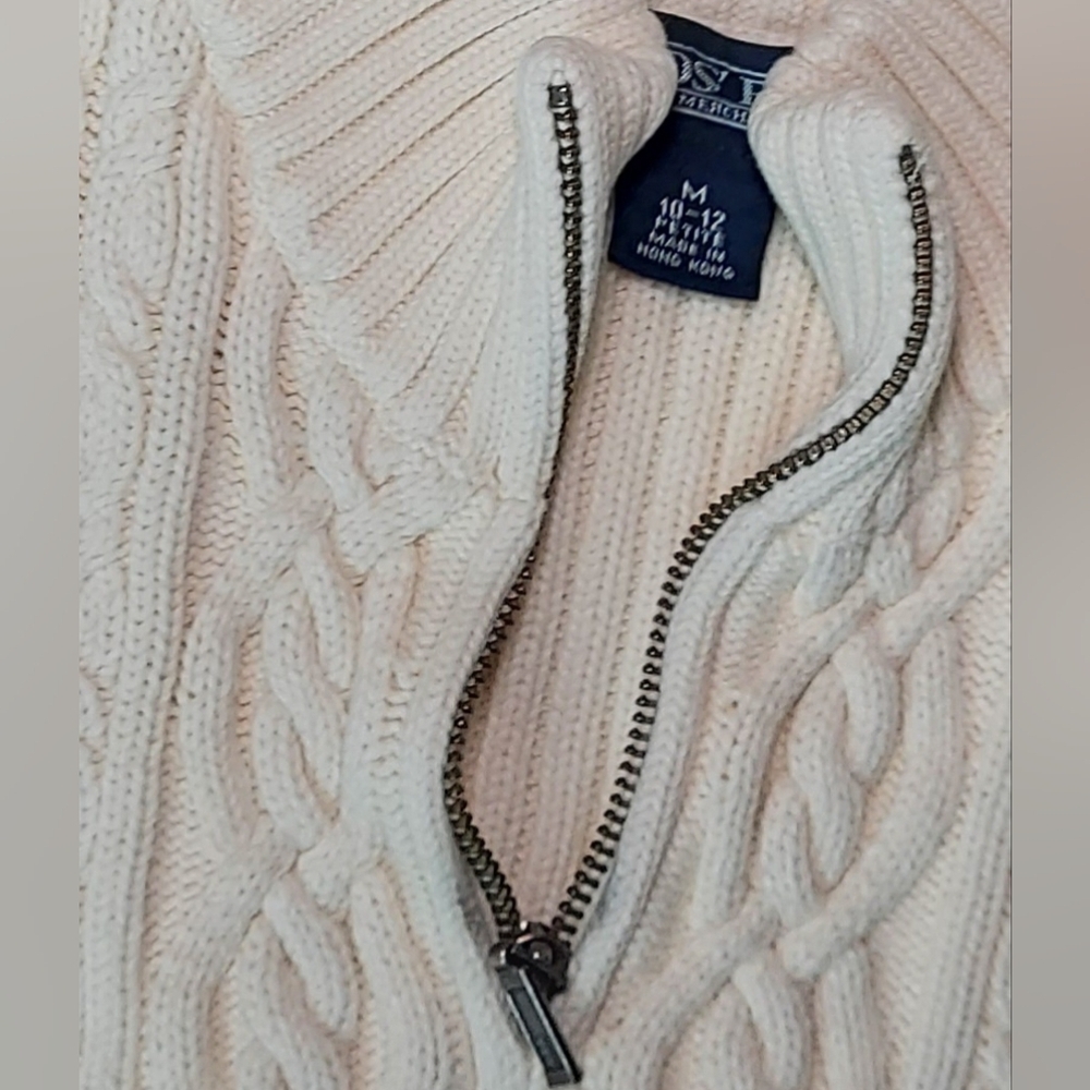 EUC Cream Cable Knit Quarter Zip Fisherman Sweater - Picture 3 of 6